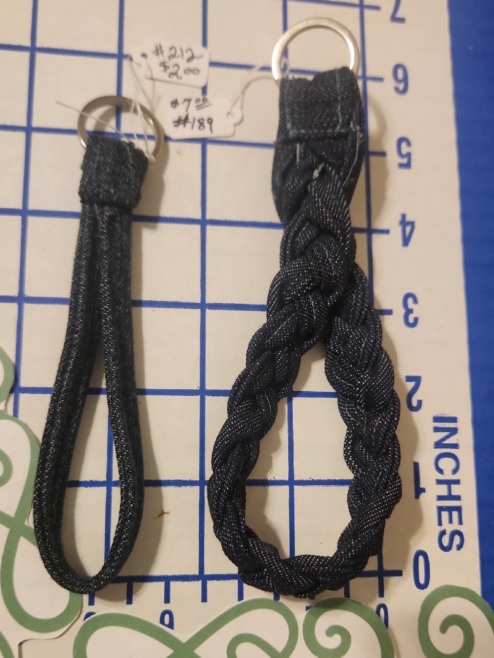 2 Denim Keyring Loops
